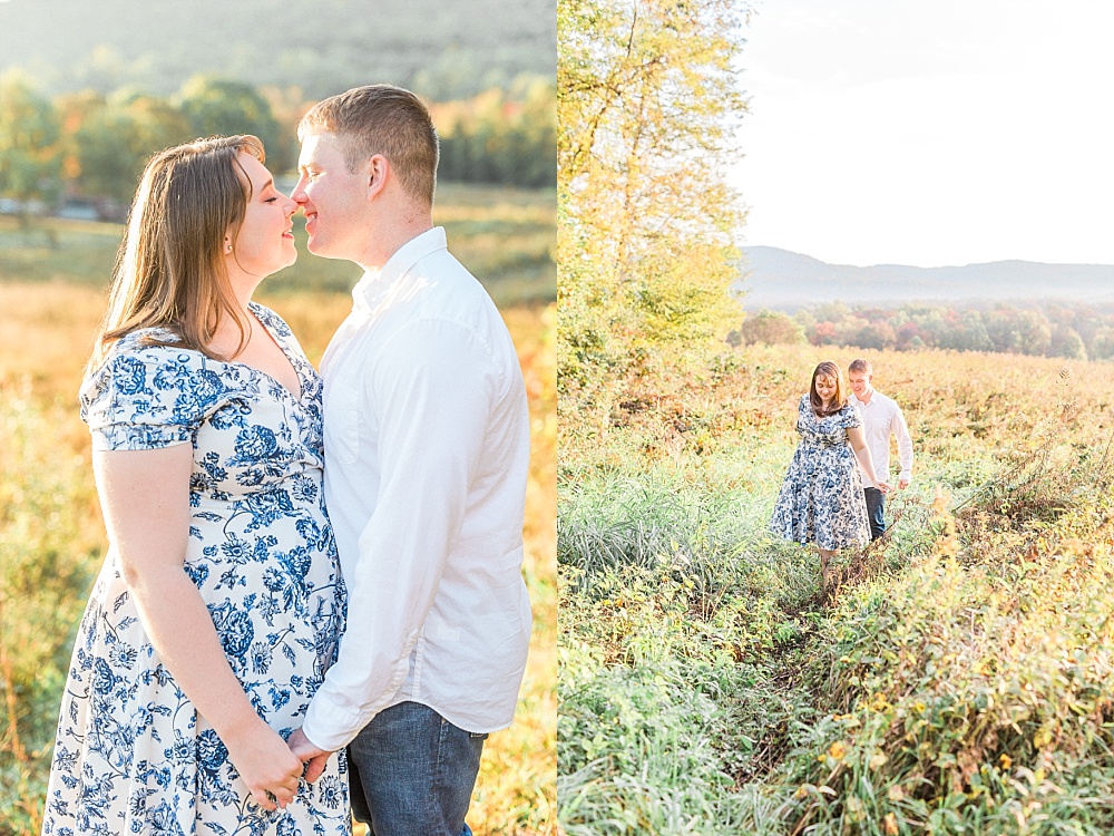 sun-soaked pa mountain engagement session, middle creek management preserve, rebecca shivers photography, fine art film-inspired engagement
