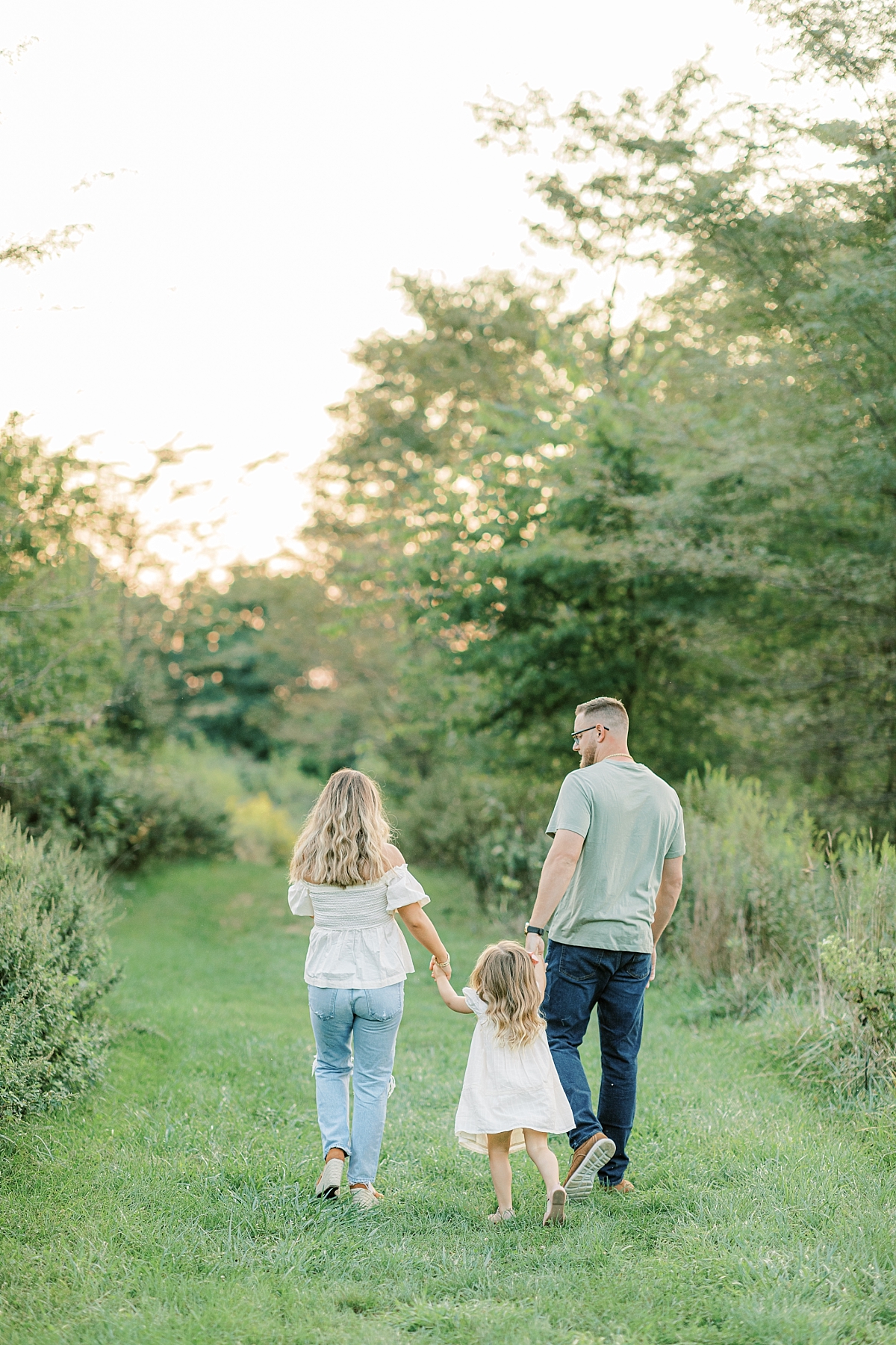 Rebecca Shivers Photography, family of three walking away