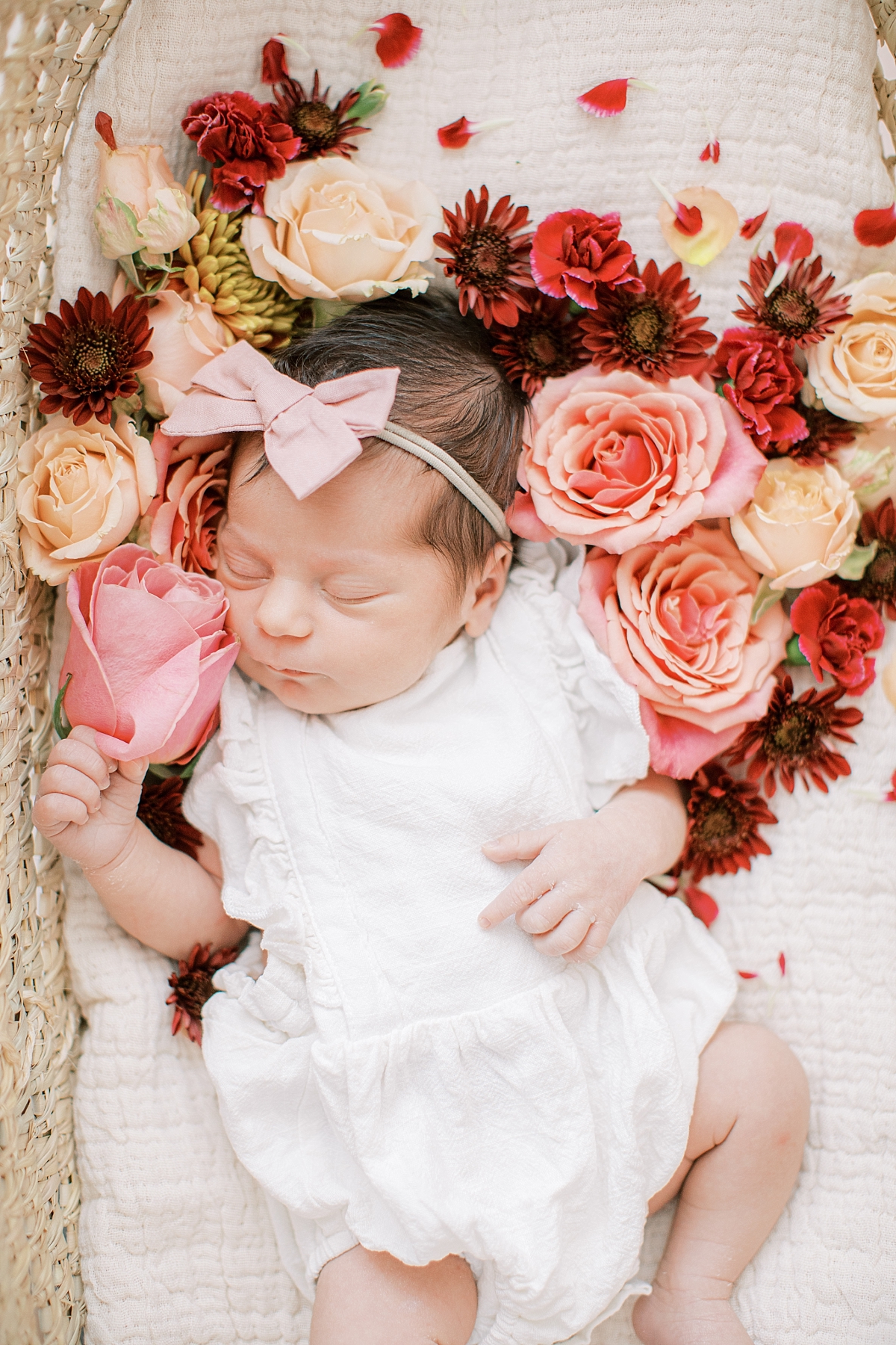 Lancaster, PA newborn photography session in studio with flowers
