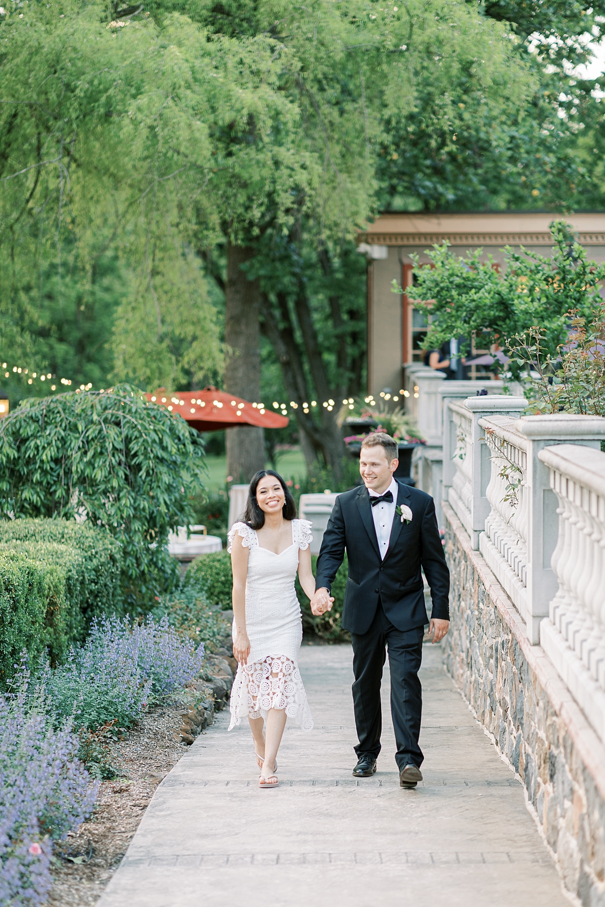 Golden hour photographs of bride and groom at Moonstone Manor wedding