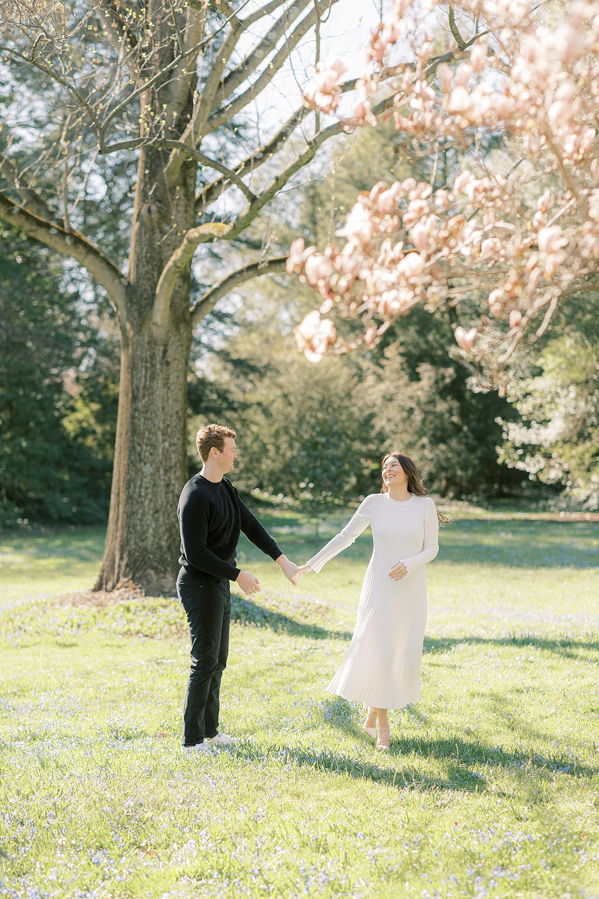 Longwood Gardens engagement session flowering lawn