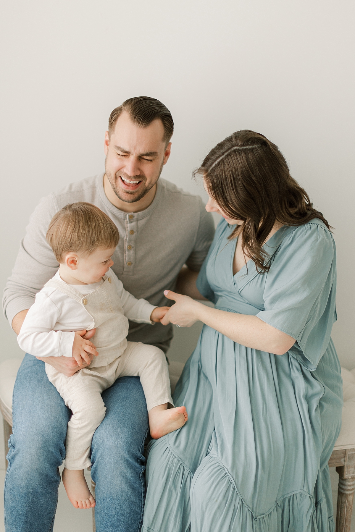studio maternity session with dad and toddler