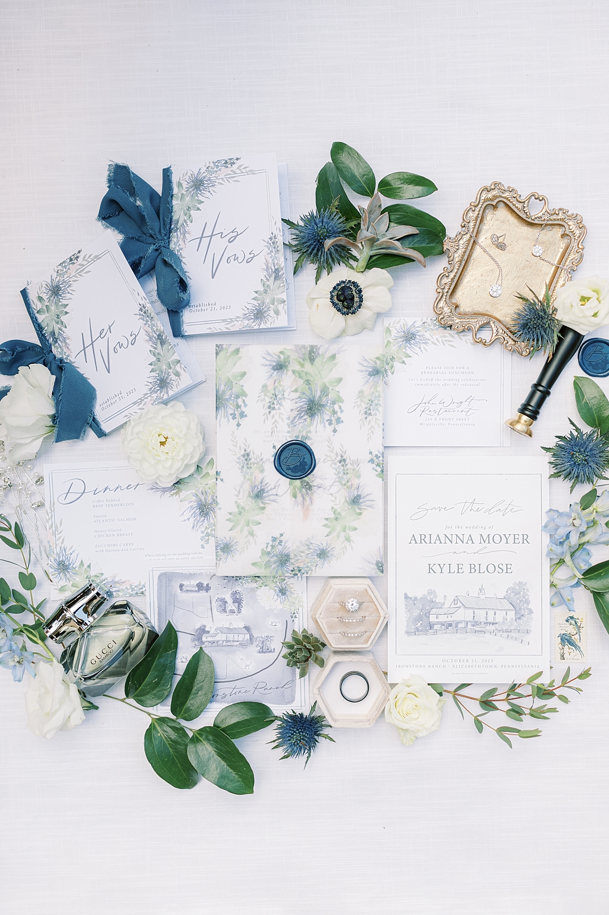 Cork and Chambers invitation suite for ironstone ranch wedding