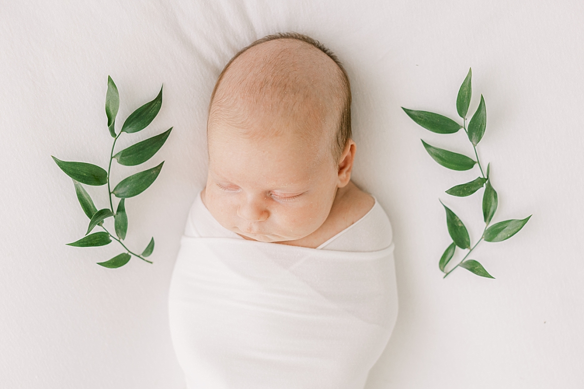 lancaster newborn photo studio newborn with greenery