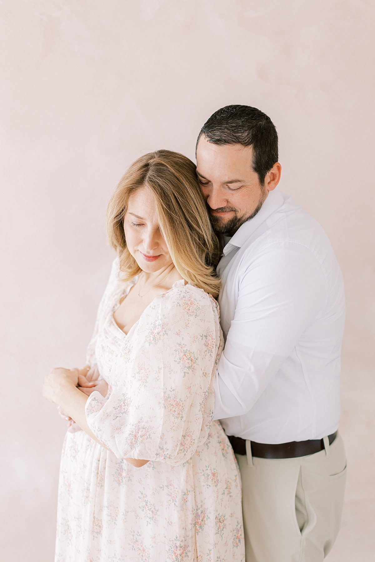 natural light studio maternity with husband