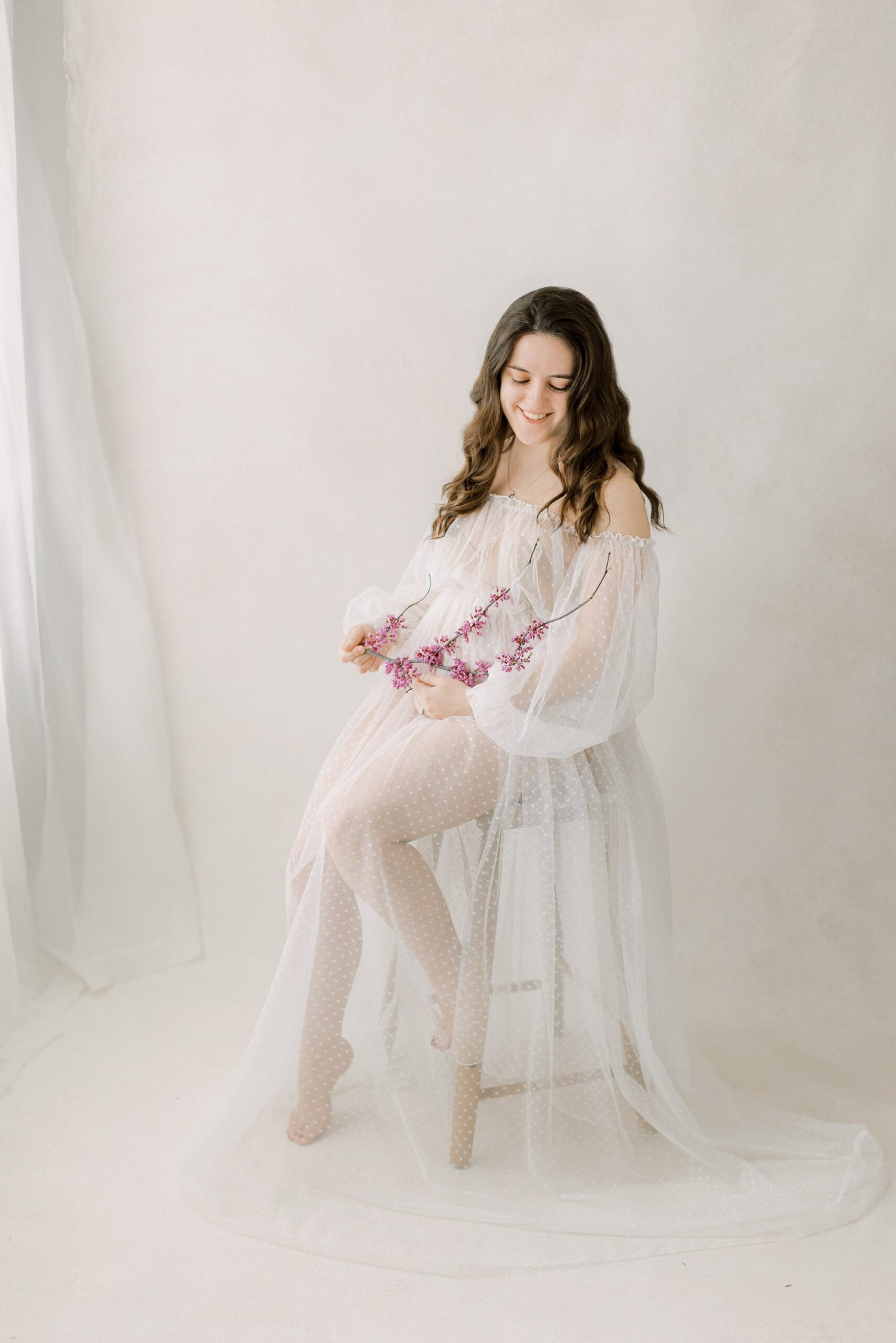 Lancaster, PA studio maternity session with tulle gown for moms in Lancaster, Lititz, Harrisburg, and West chester