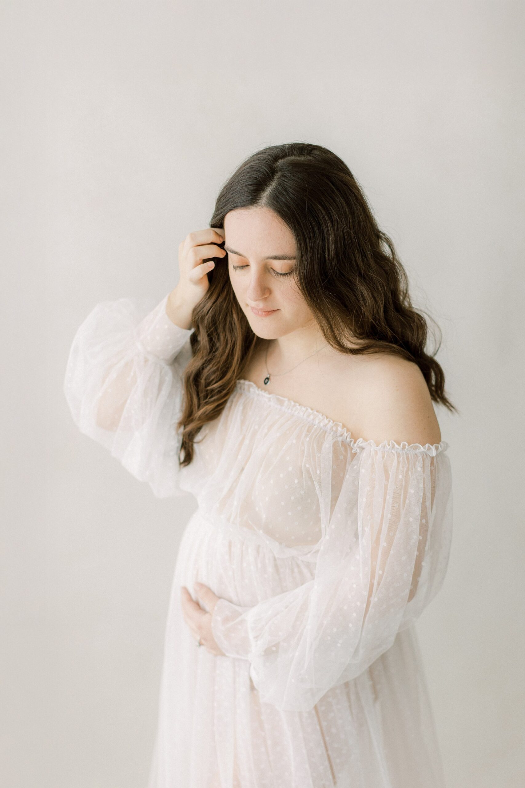 Lancaster, PA indoor maternity session with tulle gown for moms in Lancaster, Lititz, Harrisburg, and west chester