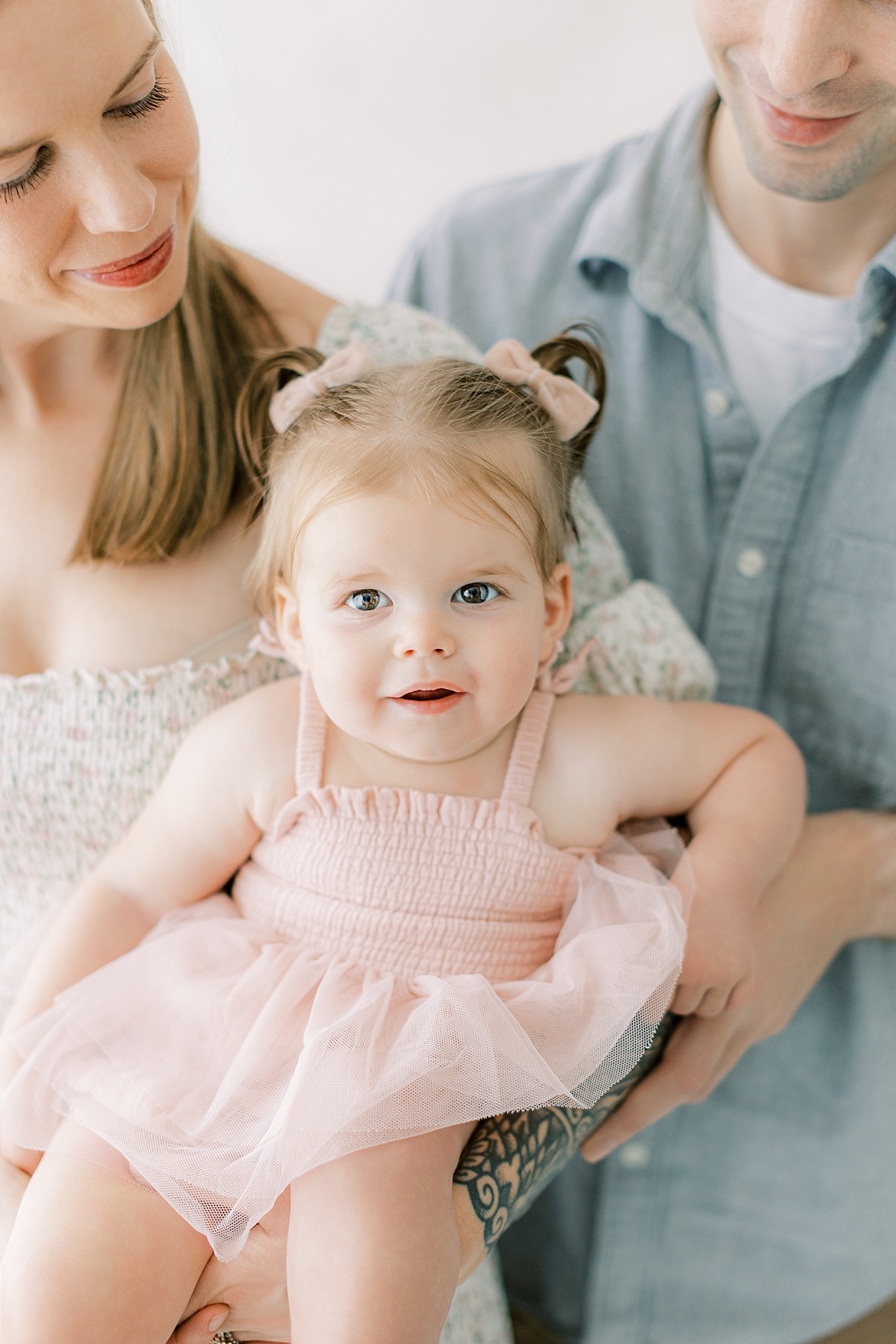 Mom, dad, and baby for first birthday